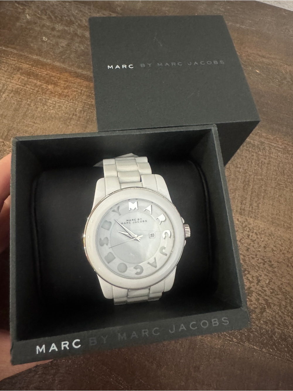 Marc by Marc Jacobs White and Silver Ceramic Logo Dial Watch